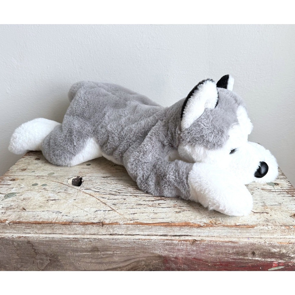 FAO Schwarz Siberian Husky Plush Stuffed Animal Gray White Floppy Dog 22"